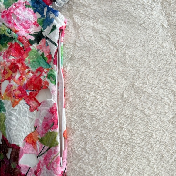 Vibrant Floral Lace Midi Dress –  Size 12 - Picture 4 of 5